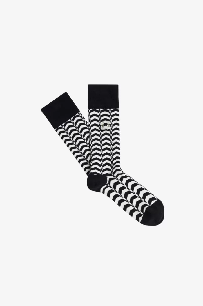 Fred Perry Abstract Print Men’s Socks Black Warm Grey NUSLH2569