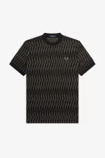 Fred Perry Argyle Jacquard Men’s T-Shirt Black IYKHA8403