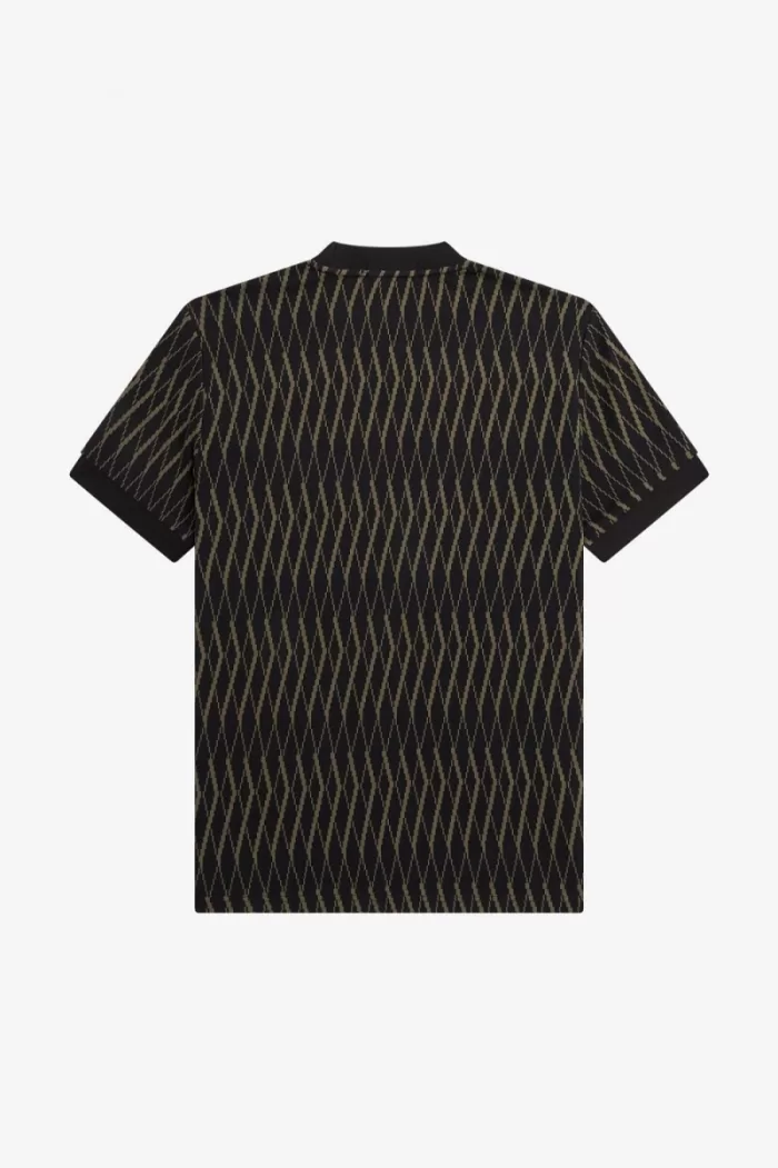 Fred Perry Argyle Jacquard Men’s T-Shirt Black IYKHA8403