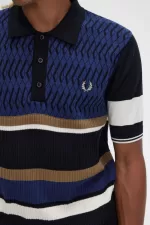 Fred Perry Argyle Panel Knitted Men’s Shirt French Navy JZAYU3804