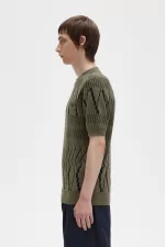 Fred Perry Argyle Panel Knitted Men’s T-Shirt Uniform Green UJRNO3850