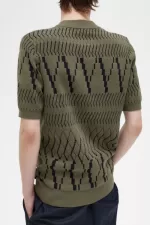 Fred Perry Argyle Panel Knitted Men’s T-Shirt Uniform Green UJRNO3850