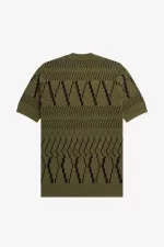 Fred Perry Argyle Panel Knitted Men’s T-Shirt Uniform Green UJRNO3850