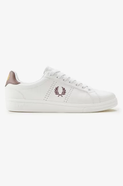 Fred Perry B721 Men’s Tennis Shoes Ivory Dark Red RKJGF3712