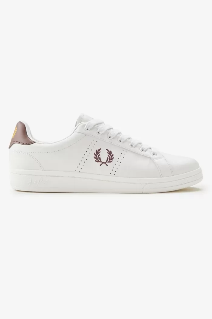 Fred Perry B721 Men’s Tennis Shoes Ivory Dark Red RKJGF3712