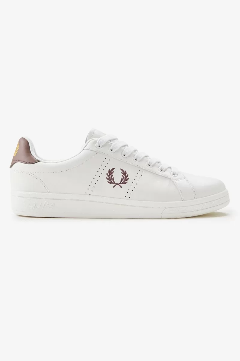 Fred Perry B721 Mens Tennis Shoes Ivory  678 ZOOM - Fred Perry B721 Men's Tennis Shoes Ivory Dark Red RKJGF3712