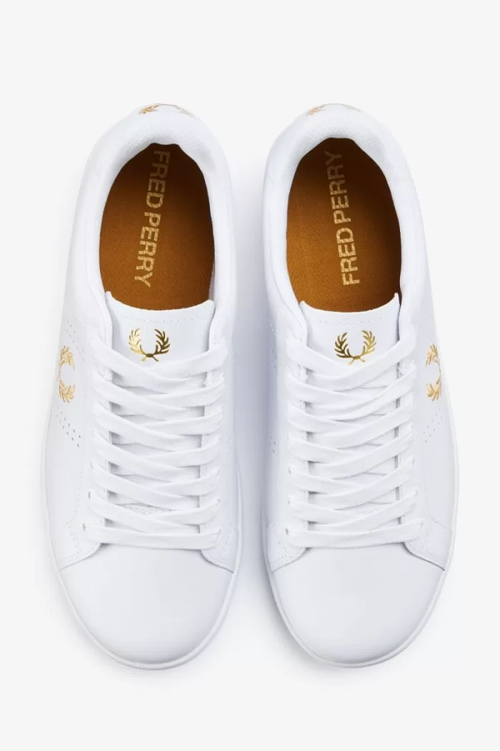 Fred Perry B721 Men’s Tennis Shoes White Metallic Gold JNUMI7358