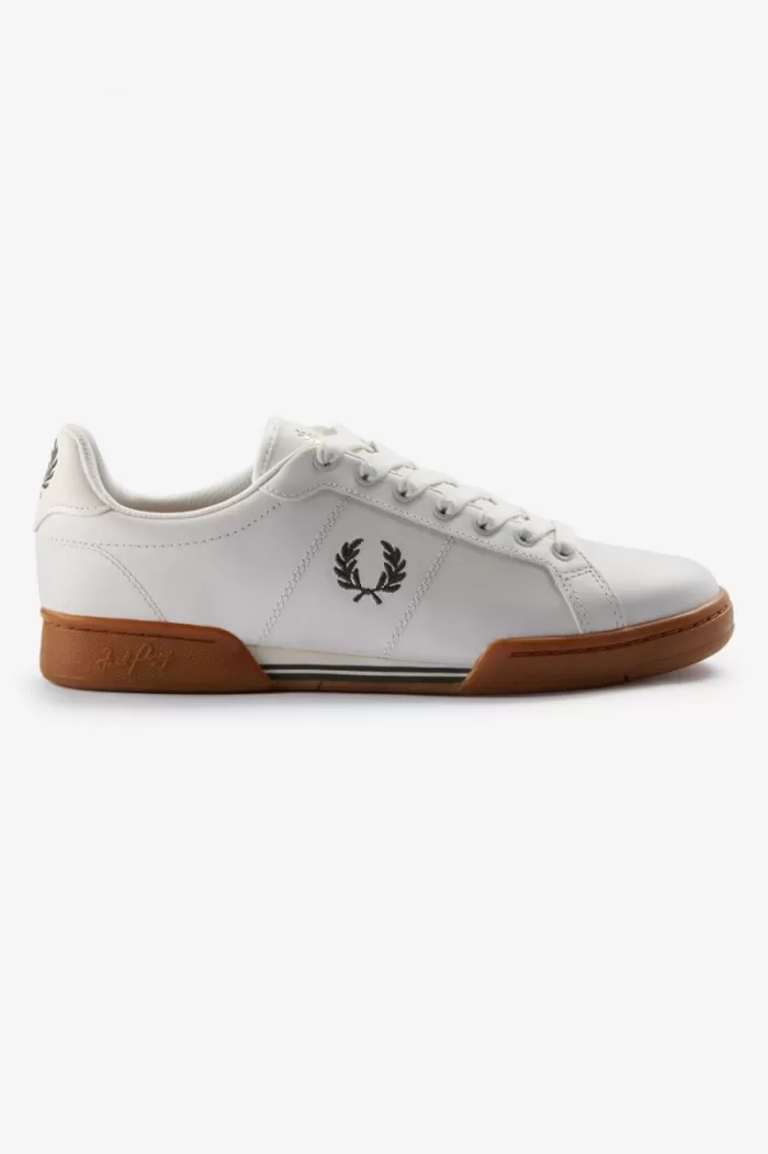 Fred Perry B722 Men’s Tennis Shoes Snow White Field Green WXYGP0537