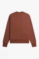 Fred Perry Badge Detail Crew Neck Men’s Sweatshirts Whisky Brown PQJYU7625