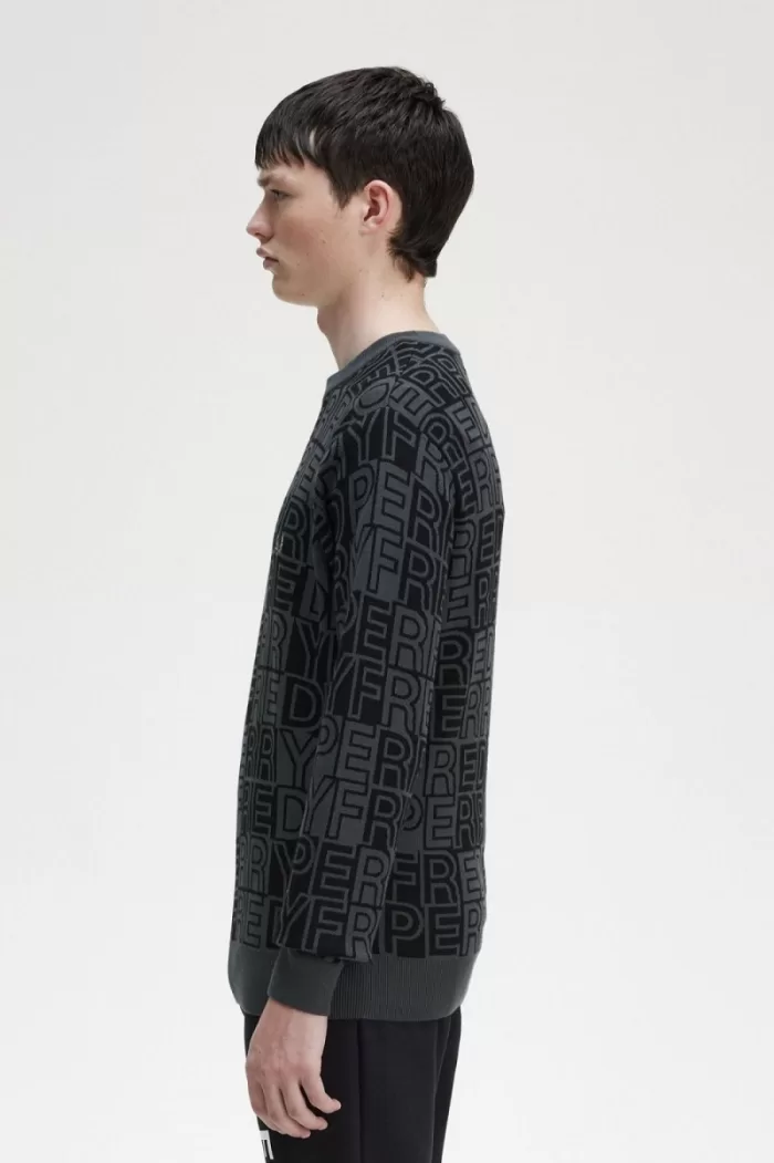 Fred Perry Block Graphic Men’s Jumper Gunmetal FBNIP5694