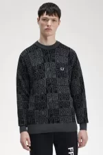 Fred Perry Block Graphic Men’s Jumper Gunmetal FBNIP5694