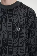 Fred Perry Block Graphic Men’s Jumper Gunmetal FBNIP5694