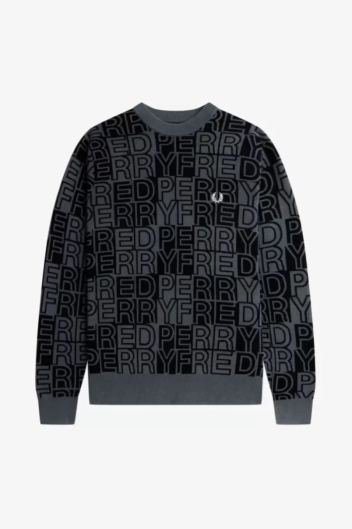 Fred Perry Block Graphic Men’s Jumper Gunmetal FBNIP5694