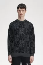 Fred Perry Block Graphic Men’s Jumper Gunmetal FBNIP5694