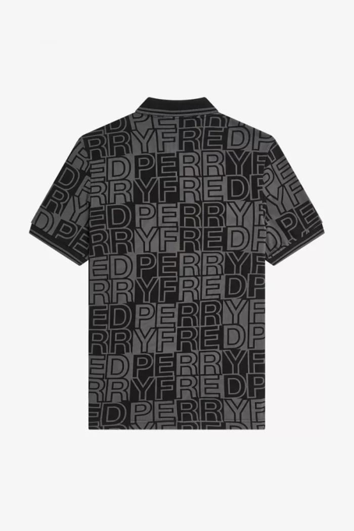 Fred Perry Block Graphic Men’s Polo Shirt Gunmetal QYDIW8157