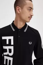 Fred Perry Bold Graphic Long Sleeve Men’s Shirt Black ESVDK8910