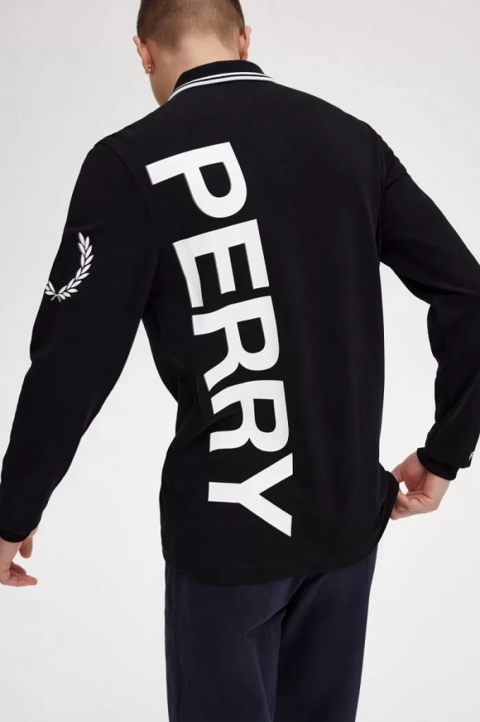 Fred Perry Bold Graphic Long Sleeve Men’s Shirt Black ESVDK8910