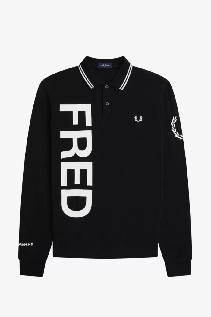 Fred Perry Bold Graphic Long Sleeve Men’s Shirt Black ESVDK8910