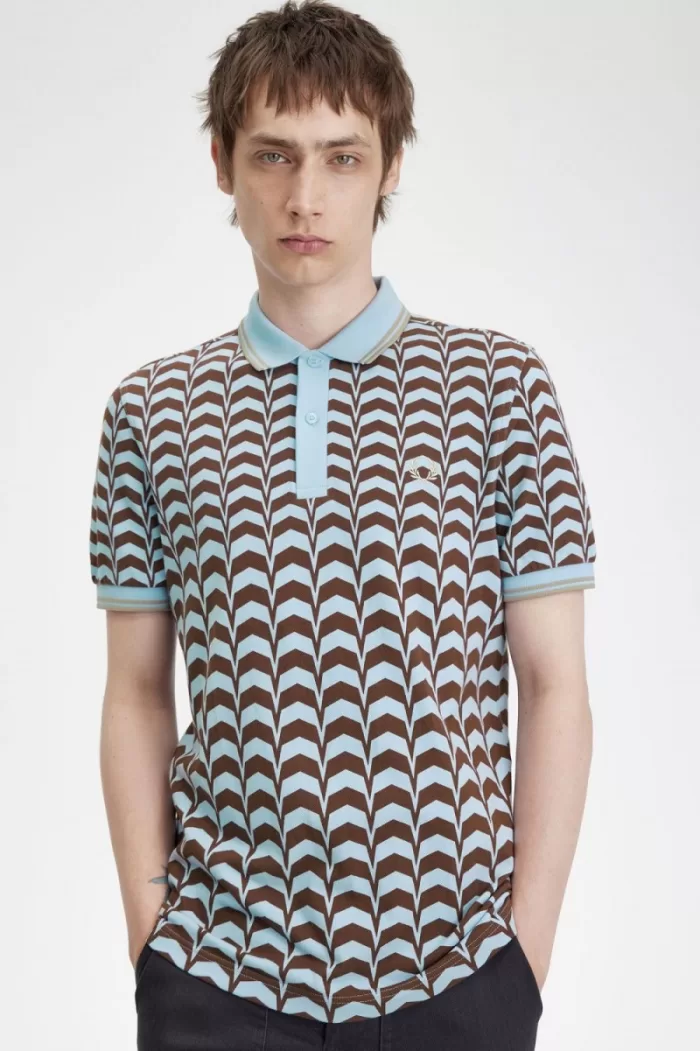 Fred Perry Bold Print Men’s Polo Shirt Turquoise QBSRZ2689