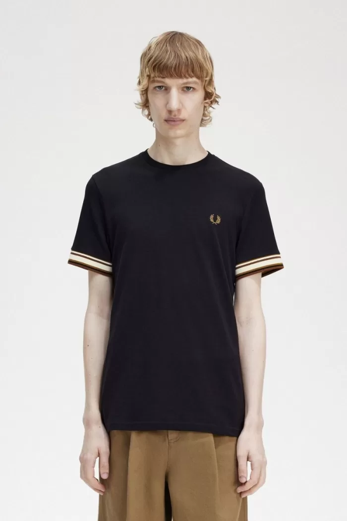 Fred Perry Bold Tipped Piqué Men’s T-Shirt Black UVYNL8512