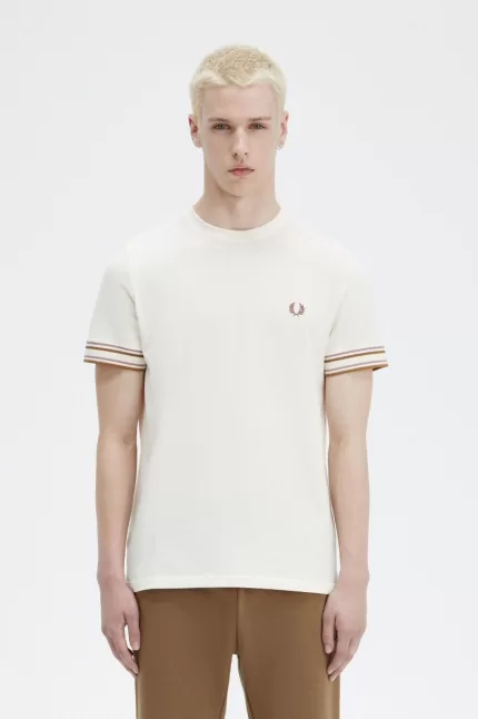 Fred Perry Bold Tipped Piqué Men’s T-Shirt Beige KUANL3801