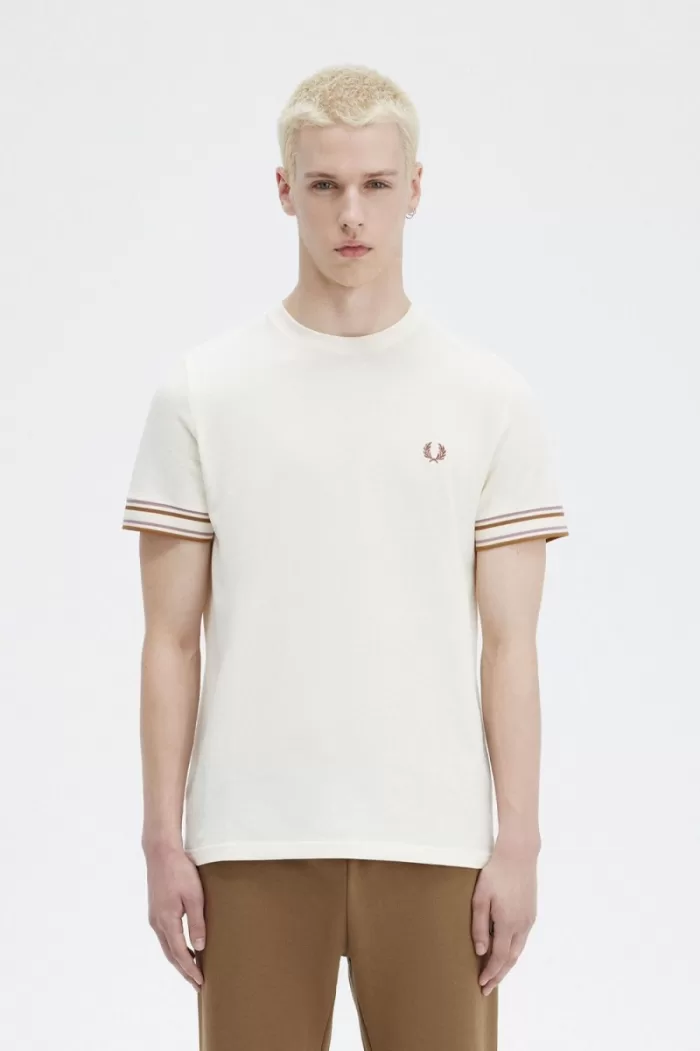 Fred Perry Bold Tipped Piqué Men’s T-Shirt Beige KUANL3801