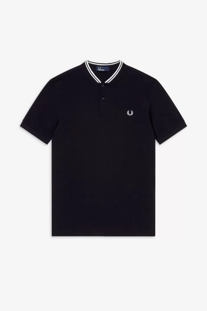 Fred Perry Bomber Collar Men’s Polo Shirt Black CZBNH7801