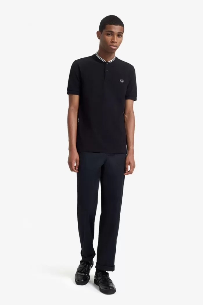 Fred Perry Bomber Collar Men’s Polo Shirt Black CZBNH7801