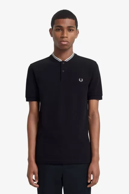 Fred Perry Bomber Collar Men’s Polo Shirt Black CZBNH7801