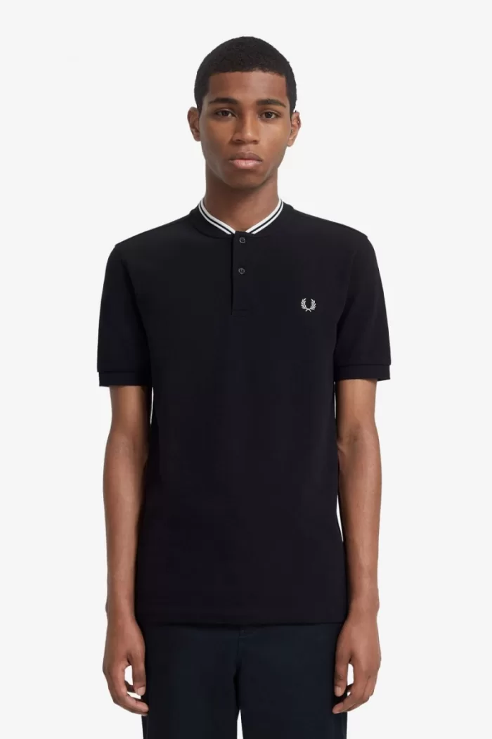 Fred Perry Bomber Collar Men’s Polo Shirt Black CZBNH7801