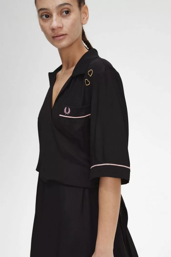 Fred Perry Bowling Shirt Women’s Dress Black FGYBX6235