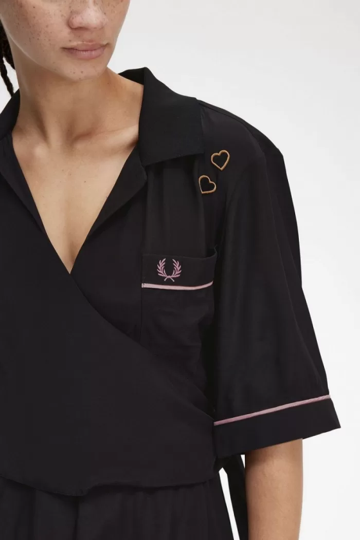 Fred Perry Bowling Shirt Women’s Dress Black FGYBX6235