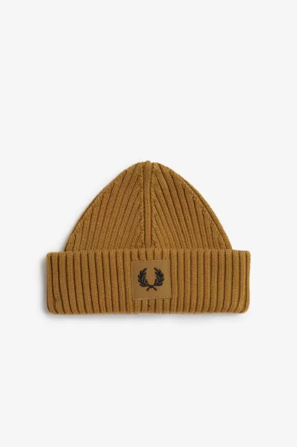 Fred Perry Branded Patch Ribbed Men’s Caps Dark Coffee Black NADCW3274