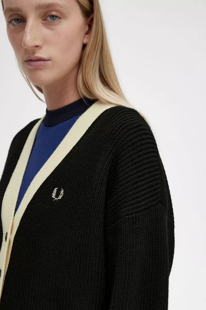 Fred Perry Button-Through Women’s Cardigan Black BRZFQ5390