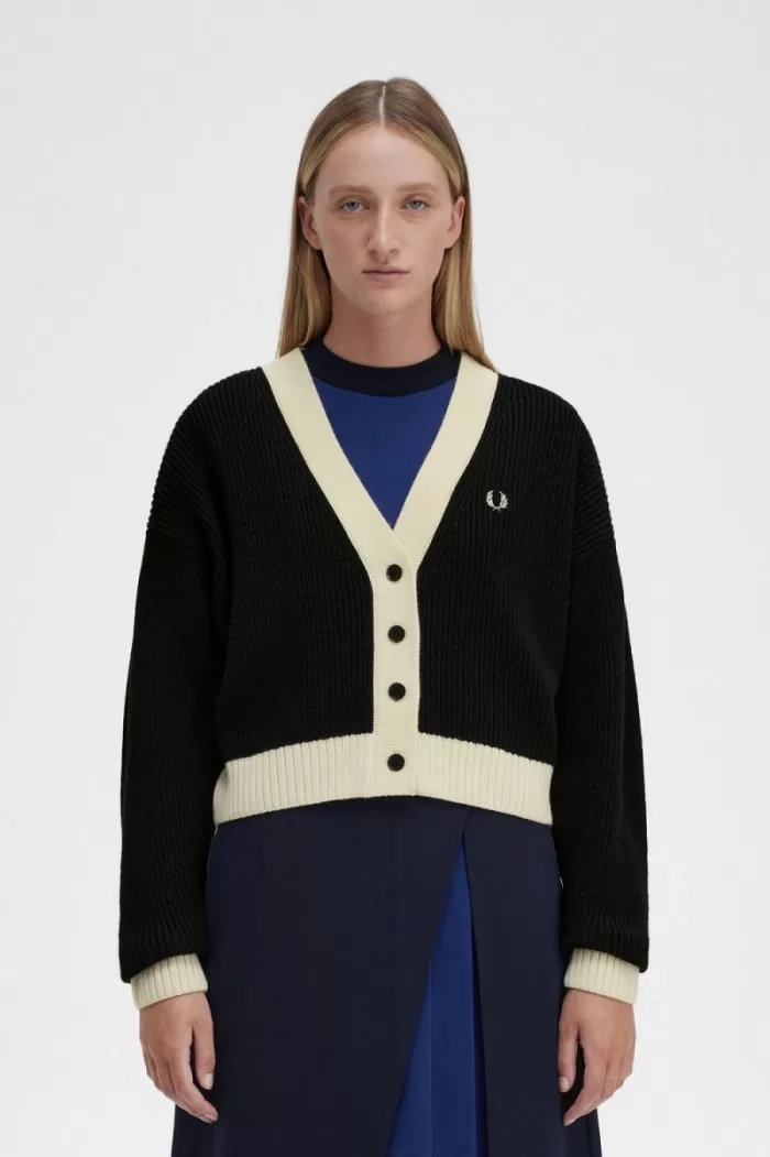 Fred Perry Button-Through Women’s Cardigan Black BRZFQ5390