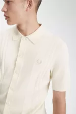 Fred Perry Button Through Knitted Men’s Shirt Beige SHQBR0439