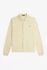 Fred Perry Button Through Long Sleeve Men’s Polo Shirt Oatmeal BROCL4285