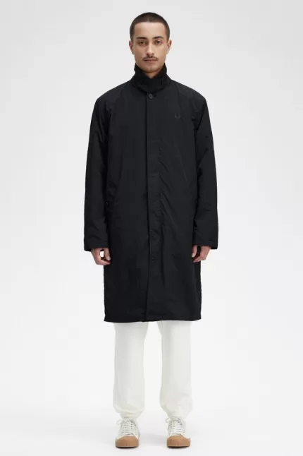 Fred Perry Button Through Mac Men’s Parka Black VNOIW9105