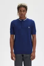 Fred Perry Cable Knit Henley Men’s Shirt French Navy AFQXV7036