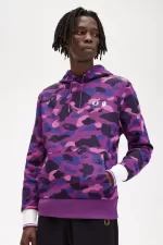 Fred Perry Camouflage Hooded Men’s Sweatshirts Purple MZIDY9274