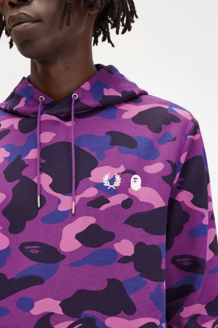 Fred Perry Camouflage Hooded Men’s Sweatshirts Purple MZIDY9274