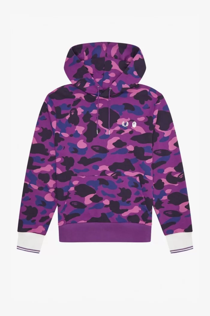 Fred Perry Camouflage Hooded Men’s Sweatshirts Purple MZIDY9274