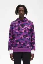 Fred Perry Camouflage Hooded Men’s Sweatshirts Purple MZIDY9274