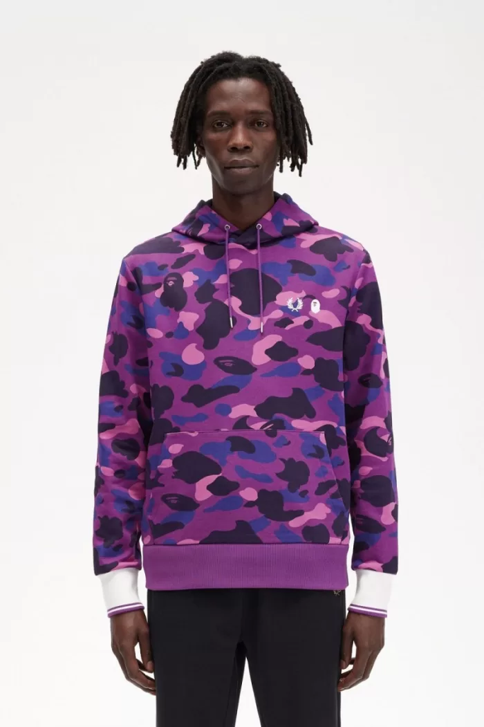 Fred Perry Camouflage Hooded Men’s Sweatshirts Purple MZIDY9274