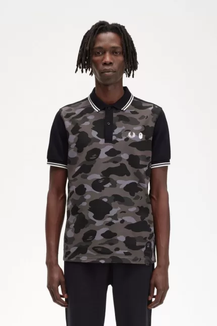 Fred Perry Camouflage Men’s Shirt Black FUSBO7830