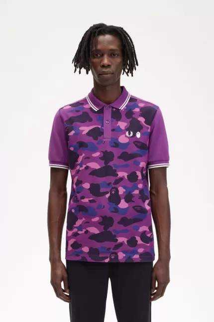 Fred Perry Camouflage Men’s Shirt Purple POSBH3096