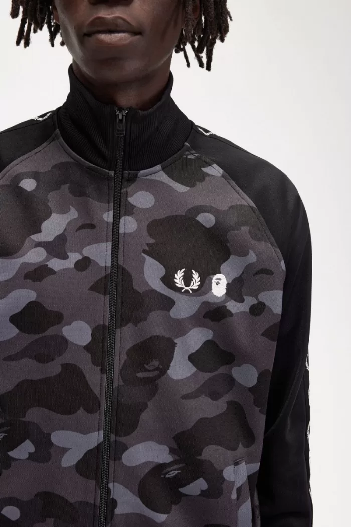 Fred Perry Camouflage Panel Men’s Track Jackets Black CRISV3712