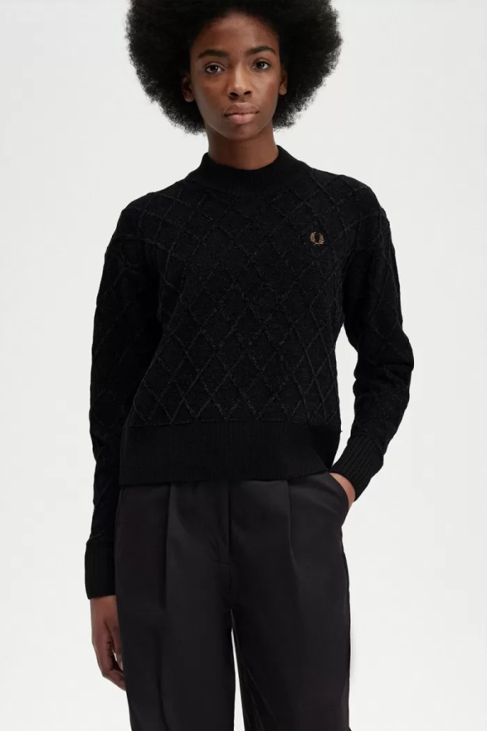 Fred Perry Chenille Grid Women’s Jumper Black TOSYG1532