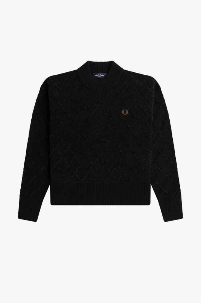 Fred Perry Chenille Grid Women’s Jumper Black TOSYG1532