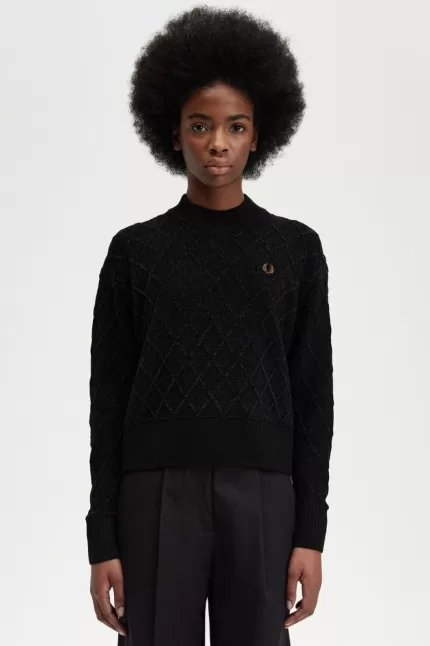 Fred Perry Chenille Grid Women’s Jumper Black TOSYG1532